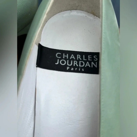 Charles Jourdan Seafoam Green Chunky Block Heel Pumps Shoes High Heels Sz 9 Rare - Picture 5 of 9